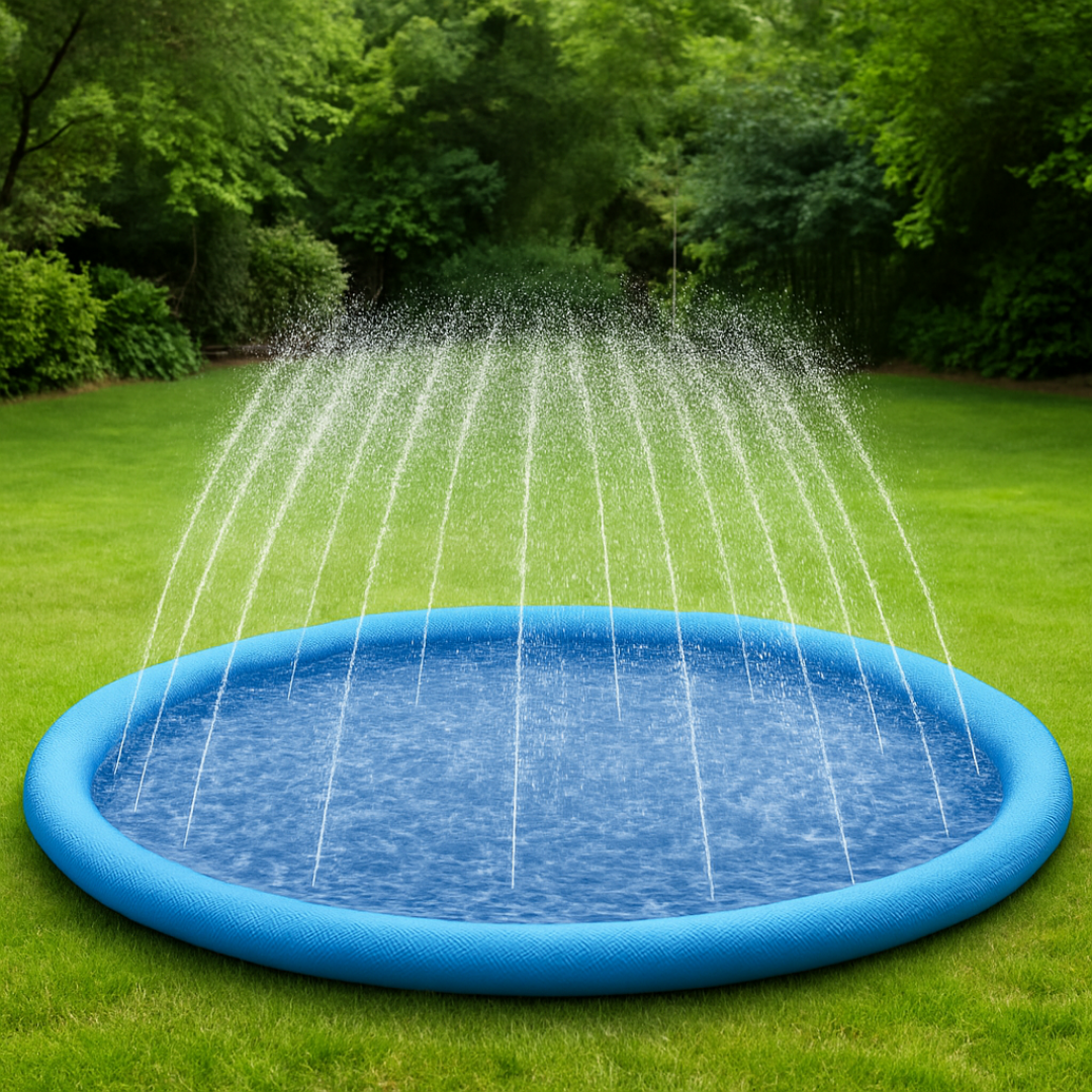Piscina con rociadores para perros