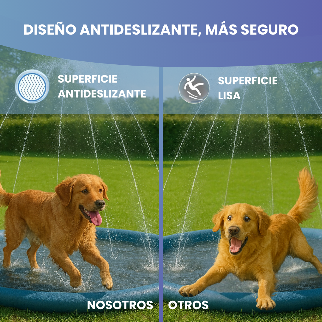 Piscina con rociadores para perros
