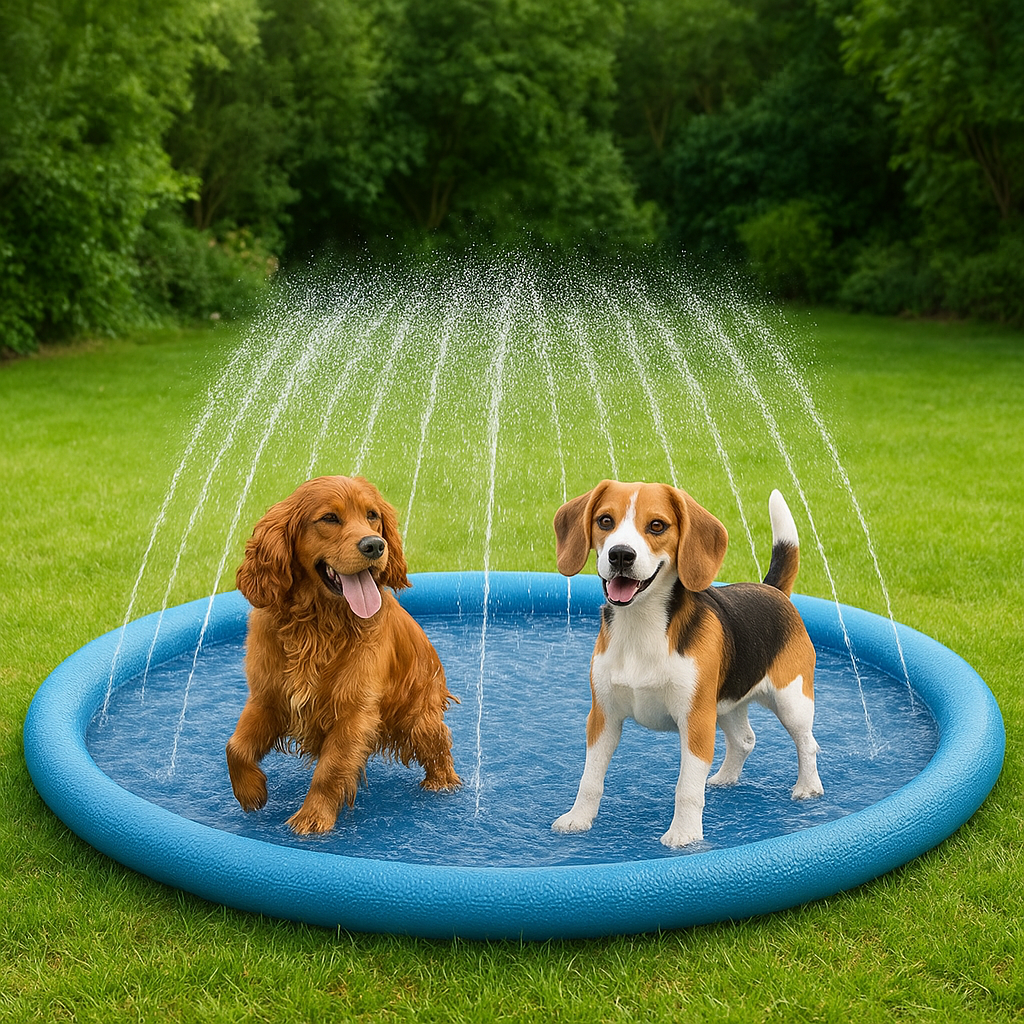 Piscina con rociadores para perros
