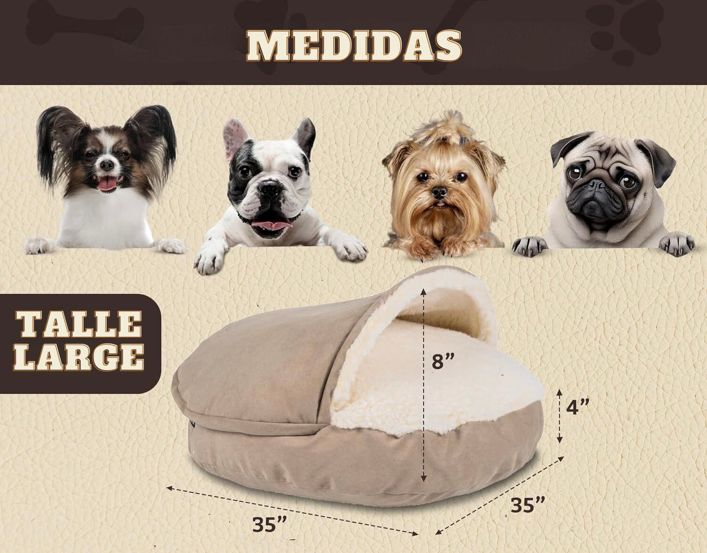 Cama cueva acogedora para mascotas